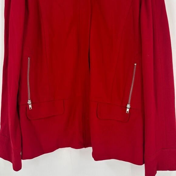 Chico's Women's Ponte Knit Mock Neck Zip-Up Rayon Blend Jacket Red Size 3X - Picture 6 of 9